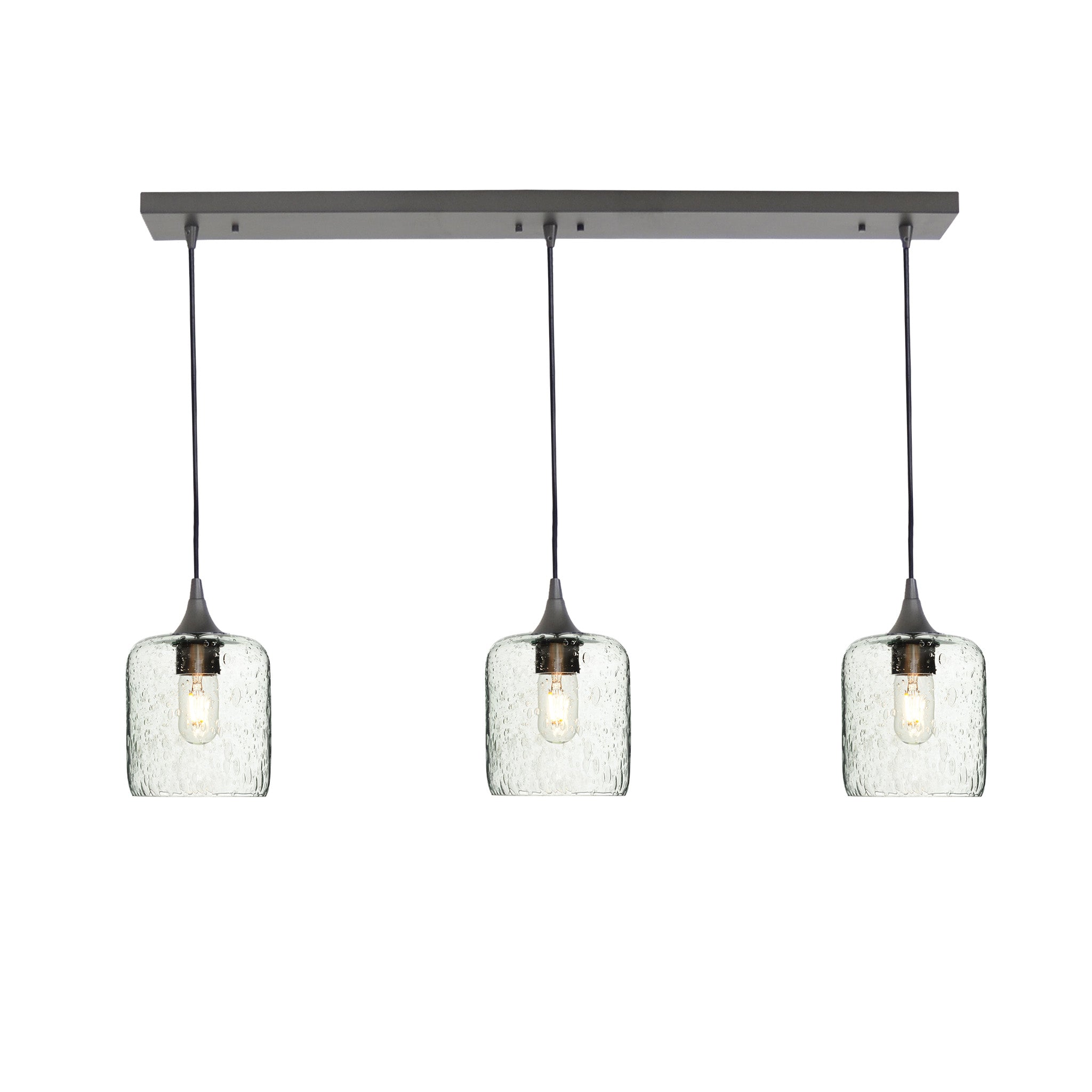 603 3 Pendant Linear Chandelier-Glass-Bicycle Glass Co - Hotshop-Antique Bronze - 4ft Downrod-Lunar-Eco Clear-Bicycle Glass Co