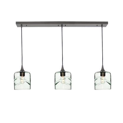 603 3 Pendant Linear Chandelier-Glass-Bicycle Glass Co - Hotshop-Antique Bronze - 4ft Downrod-Swell-Eco Clear-Bicycle Glass Co