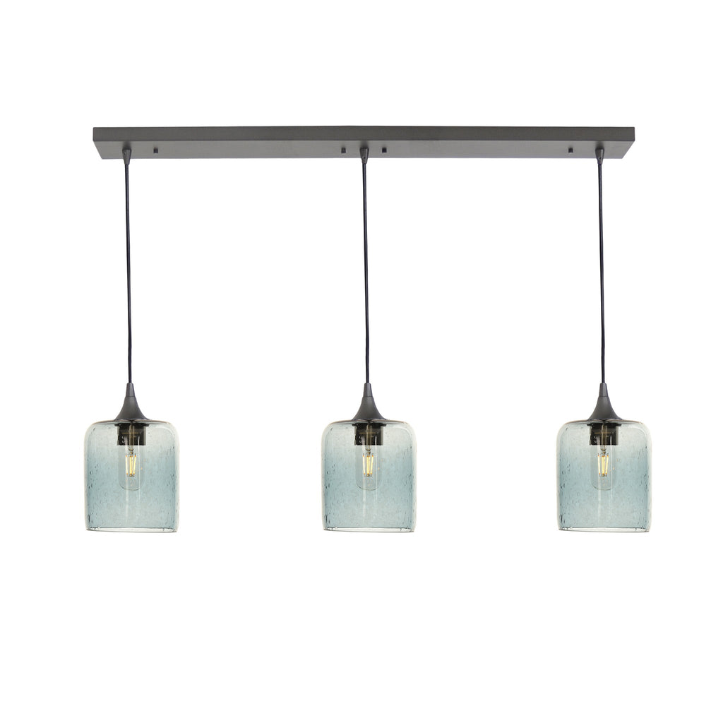603 3 Pendant Linear Chandelier-Glass-Bicycle Glass Co - Hotshop-Antique Bronze - 4ft Downrod-Lunar-Slate Gray-Bicycle Glass Co