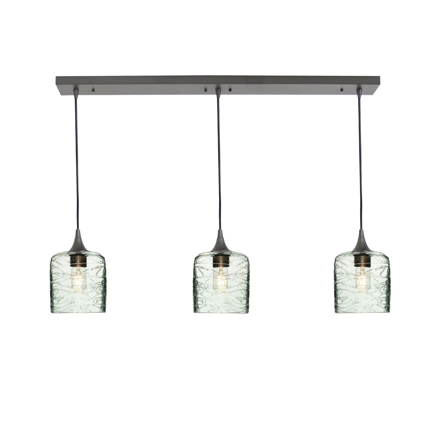 603 3 Pendant Linear Chandelier-Glass-Bicycle Glass Co - Hotshop-Antique Bronze - 4ft Downrod-Spun-Eco Clear-Bicycle Glass Co