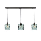 603 3 Pendant Linear Chandelier-Glass-Bicycle Glass Co - Hotshop-Antique Bronze - 4ft Downrod-Swell-Slate Gray-Bicycle Glass Co