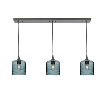 603 3 Pendant Linear Chandelier-Glass-Bicycle Glass Co - Hotshop-Antique Bronze - 4ft Downrod-Spun-Slate Gray-Bicycle Glass Co