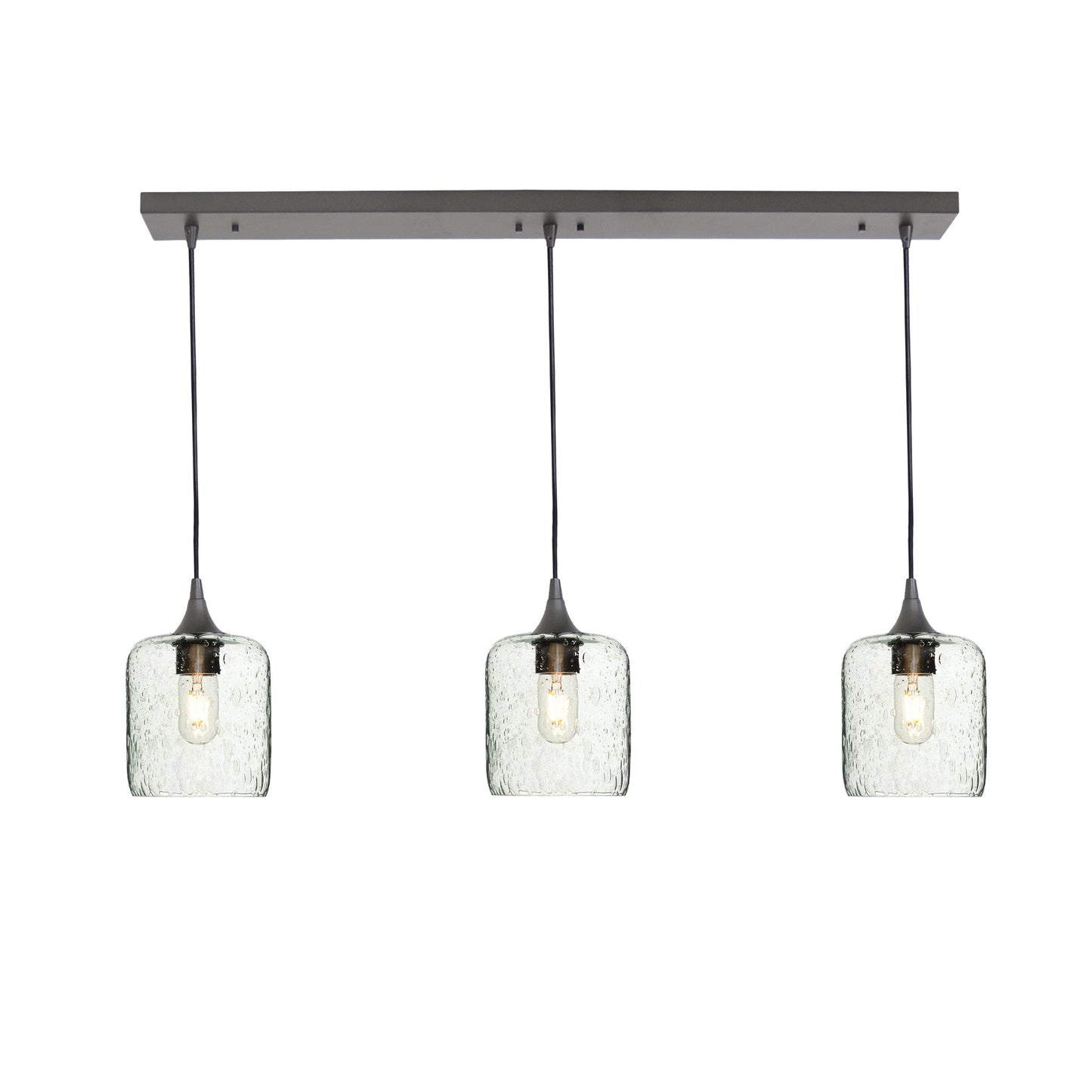 603 3 Pendant Linear Chandelier-Glass-Bicycle Glass Co - Hotshop-Antique Bronze - 8ft Downrod-Lunar-Eco Clear-Bicycle Glass Co