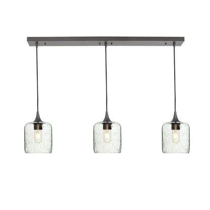 603 3 Pendant Linear Chandelier-Glass-Bicycle Glass Co - Hotshop-Antique Bronze - 8ft Downrod-Lunar-Eco Clear-Bicycle Glass Co