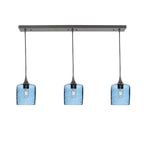 603 3 Pendant Linear Chandelier-Glass-Bicycle Glass Co - Hotshop-Antique Bronze - 8ft Downrod-Lunar-Steel Blue-Bicycle Glass Co