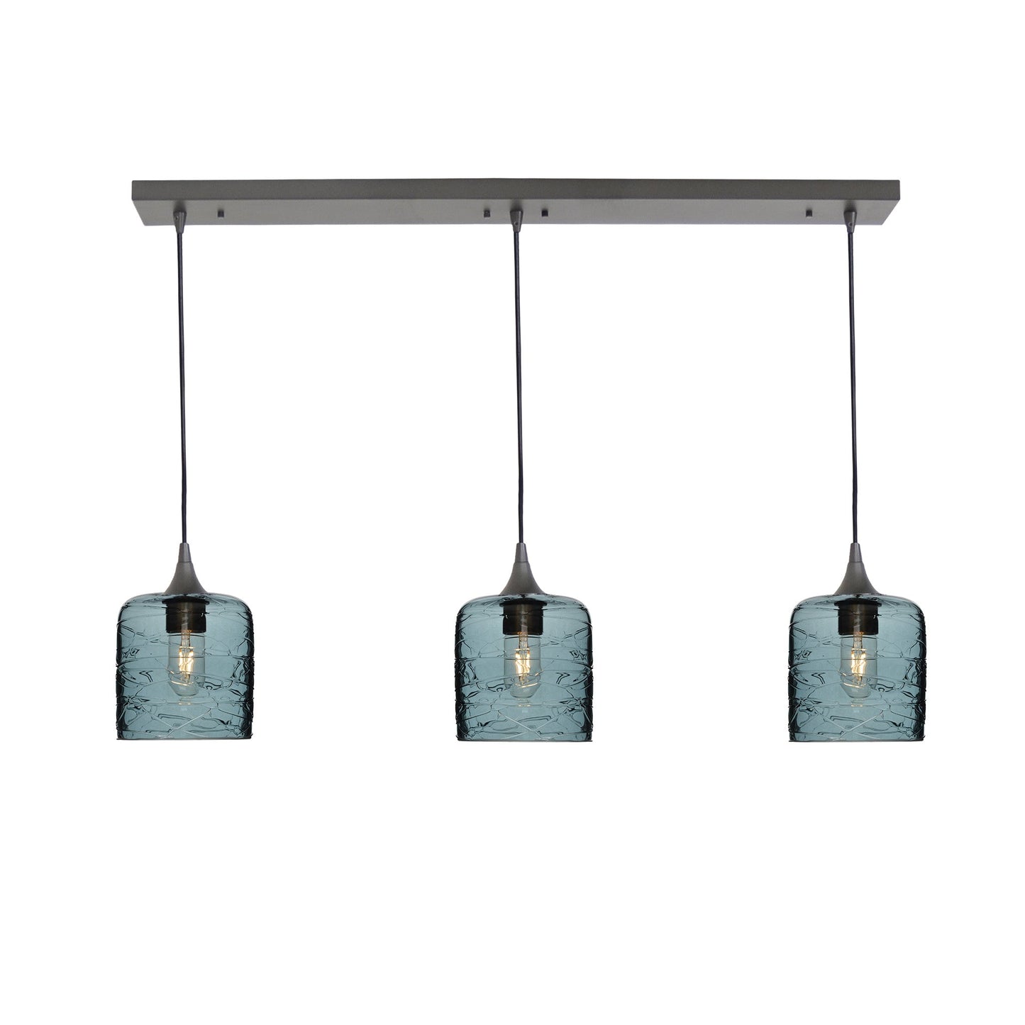 603 3 Pendant Linear Chandelier-Glass-Bicycle Glass Co - Hotshop-Antique Bronze - 8ft Downrod-Spun-Slate Gray-Bicycle Glass Co
