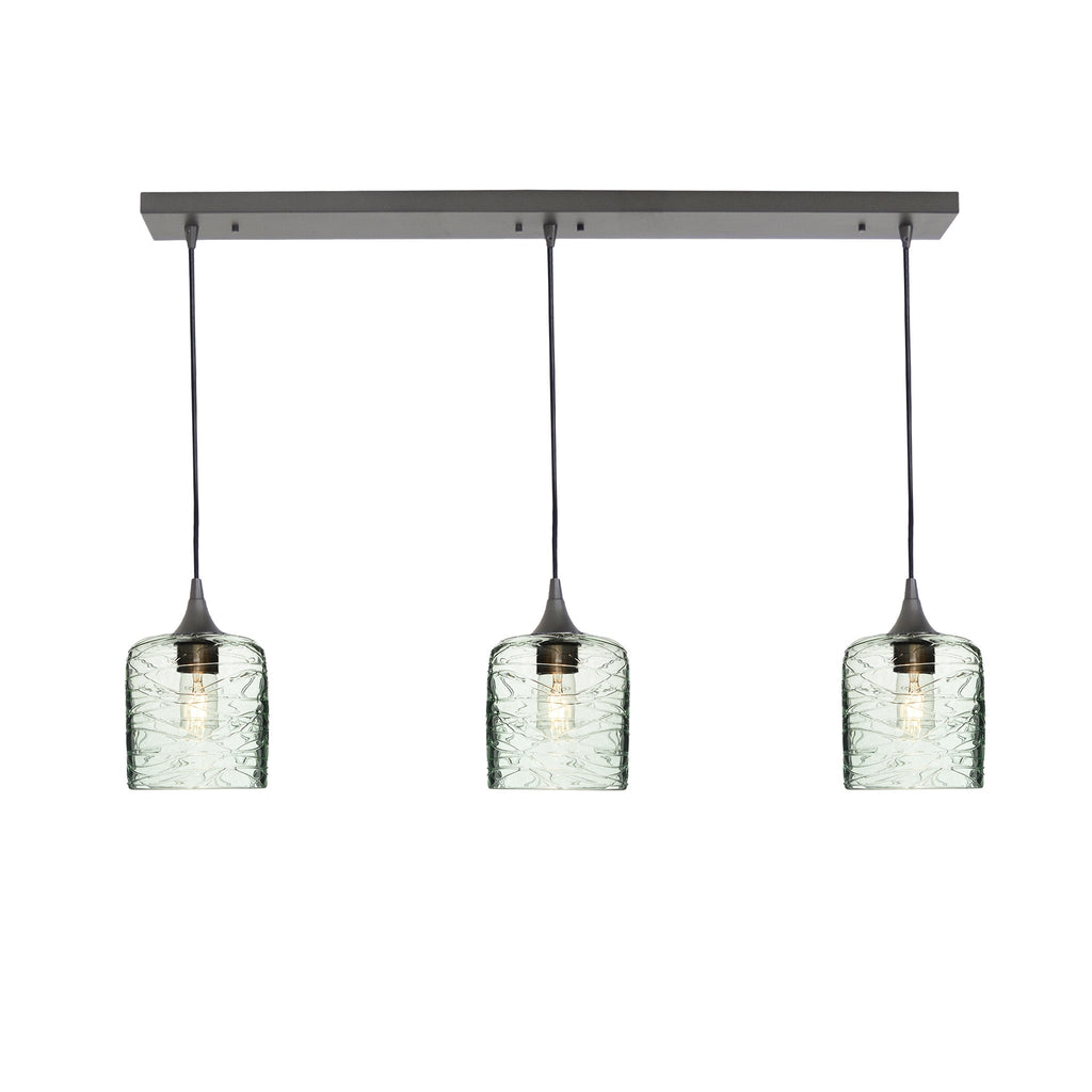 603 3 Pendant Linear Chandelier-Glass-Bicycle Glass Co - Hotshop-Antique Bronze - 8ft Downrod-Spun-Eco Clear-Bicycle Glass Co