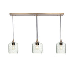 603 3 Pendant Linear Chandelier-Glass-Bicycle Glass Co - Hotshop-Polished Brass - 4ft Downrod-Lunar-Eco Clear-Bicycle Glass Co