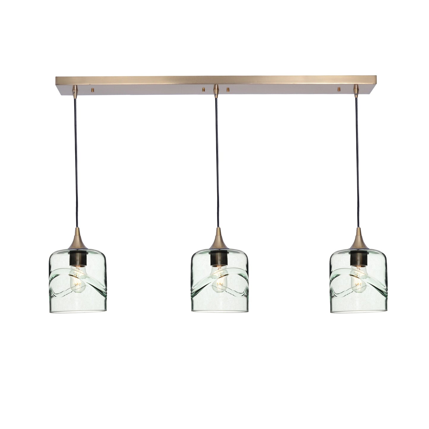 603 3 Pendant Linear Chandelier-Glass-Bicycle Glass Co - Hotshop-Polished Brass - 4ft Downrod-Swell-Eco Clear-Bicycle Glass Co