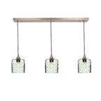 603 3 Pendant Linear Chandelier-Glass-Bicycle Glass Co - Hotshop-Polished Brass - 4ft Downrod-Spun-Eco Clear-Bicycle Glass Co
