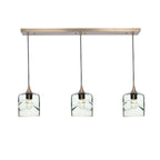 603 3 Pendant Linear Chandelier-Glass-Bicycle Glass Co - Hotshop-Polished Brass - 8ft Downrod-Swell-Eco Clear-Bicycle Glass Co