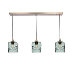 603 3 Pendant Linear Chandelier-Glass-Bicycle Glass Co - Hotshop-Polished Brass - 8ft Downrod-Swell-Slate Gray-Bicycle Glass Co