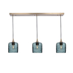 603 3 Pendant Linear Chandelier-Glass-Bicycle Glass Co - Hotshop-Polished Brass - 8ft Downrod-Spun-Slate Gray-Bicycle Glass Co