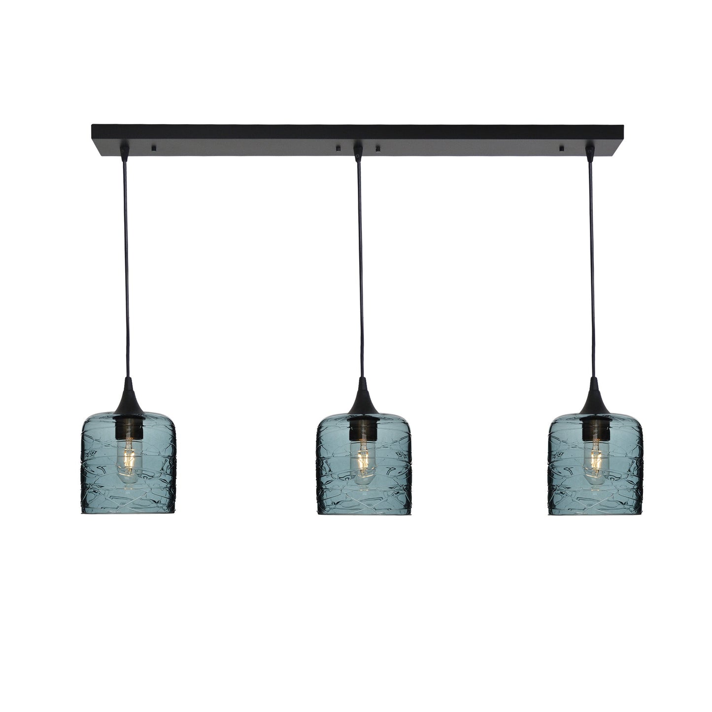 603 3 Pendant Linear Chandelier-Glass-Bicycle Glass Co - Hotshop-Matte Black - 4ft Downrod-Spun-Slate Gray-Bicycle Glass Co