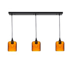 603 3 Pendant Linear Chandelier-Glass-Bicycle Glass Co - Hotshop-Matte Black - 8ft Downrod-Lunar-Golden Amber-Bicycle Glass Co