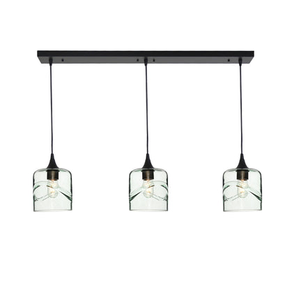 603 3 Pendant Linear Chandelier-Glass-Bicycle Glass Co - Hotshop-Matte Black - 8ft Downrod-Swell-Eco Clear-Bicycle Glass Co