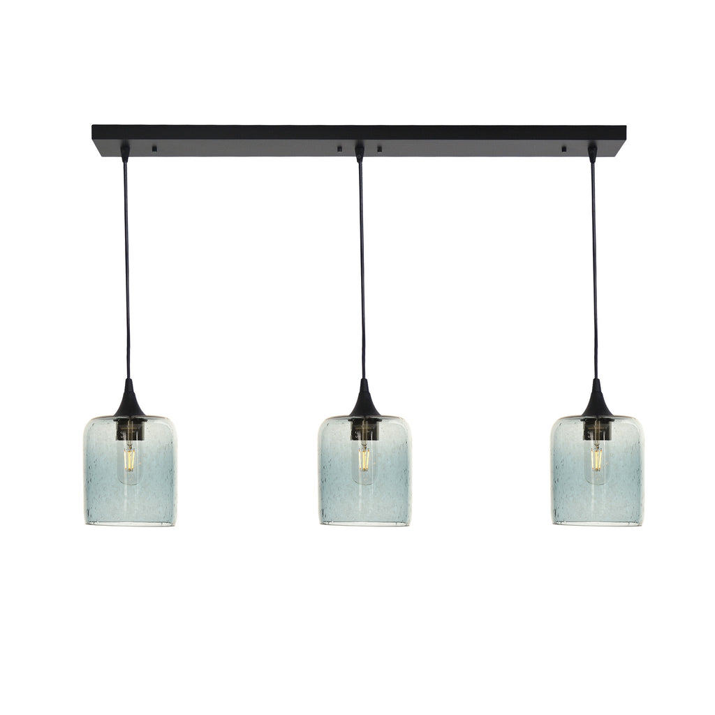 603 3 Pendant Linear Chandelier-Glass-Bicycle Glass Co - Hotshop-Matte Black - 8ft Downrod-Lunar-Slate Gray-Bicycle Glass Co