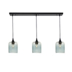 603 3 Pendant Linear Chandelier-Glass-Bicycle Glass Co - Hotshop-Matte Black - 8ft Downrod-Lunar-Slate Gray-Bicycle Glass Co