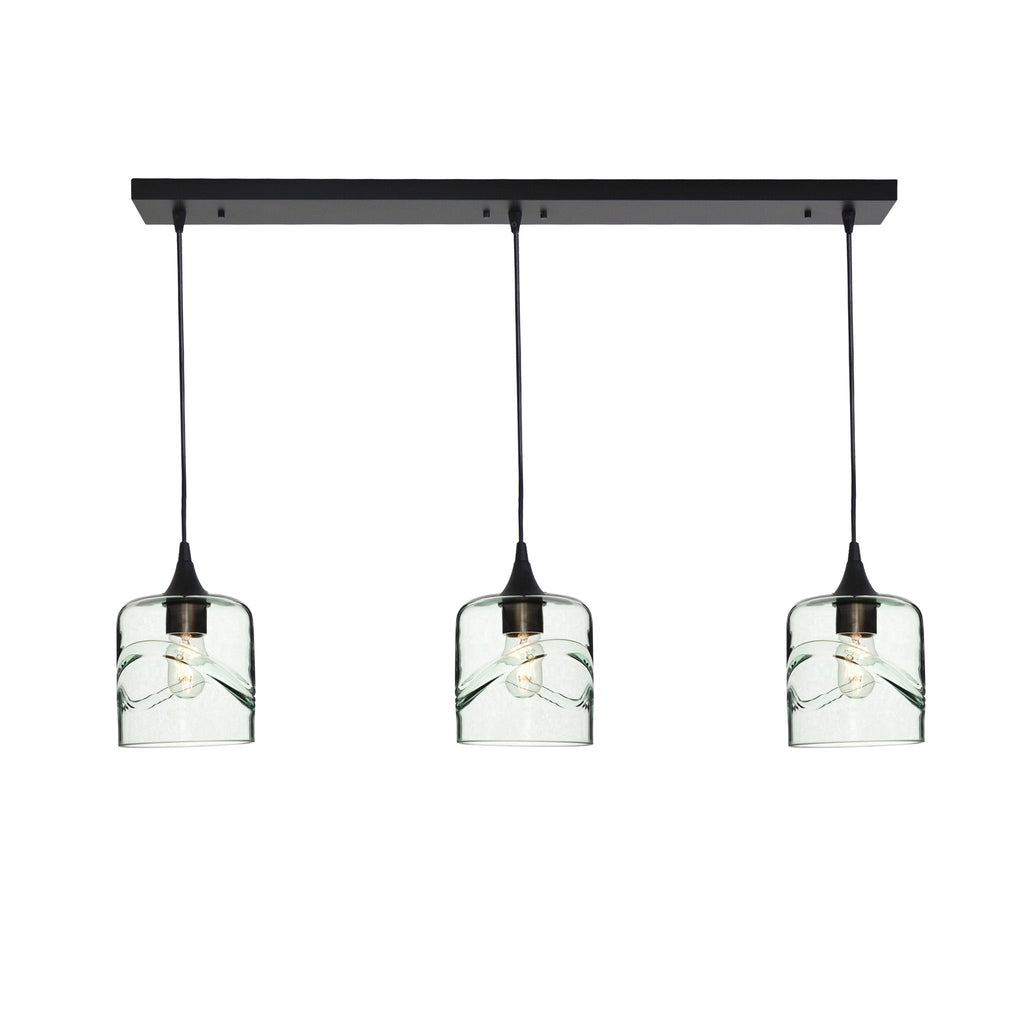 603 3 Pendant Linear Chandelier-Glass-Bicycle Glass Co - Hotshop-Matte Black - 8ft Downrod-Swell-Eco Clear-Bicycle Glass Co