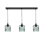 603 3 Pendant Linear Chandelier-Glass-Bicycle Glass Co - Hotshop-Matte Black - 8ft Downrod-Swell-Slate Gray-Bicycle Glass Co