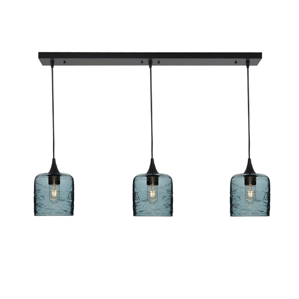 603 3 Pendant Linear Chandelier-Glass-Bicycle Glass Co - Hotshop-Matte Black - 8ft Downrod-Spun-Slate Gray-Bicycle Glass Co