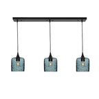 603 3 Pendant Linear Chandelier-Glass-Bicycle Glass Co - Hotshop-Matte Black - 8ft Downrod-Spun-Slate Gray-Bicycle Glass Co