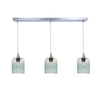 603 3 Pendant Linear Chandelier-Glass-Bicycle Glass Co - Hotshop-Brushed Nickel - 4ft Downrod-Lunar-Slate Gray-Bicycle Glass Co