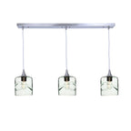603 3 Pendant Linear Chandelier-Glass-Bicycle Glass Co - Hotshop-Brushed Nickel - 4ft Downrod-Swell-Eco Clear-Bicycle Glass Co