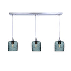 603 3 Pendant Linear Chandelier-Glass-Bicycle Glass Co - Hotshop-Brushed Nickel - 4ft Downrod-Spun-Slate Gray-Bicycle Glass Co