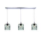 603 3 Pendant Linear Chandelier-Glass-Bicycle Glass Co - Hotshop-Brushed Nickel - 8ft Downrod-Swell-Slate Gray-Bicycle Glass Co
