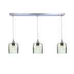 603 3 Pendant Linear Chandelier-Glass-Bicycle Glass Co - Hotshop-Brushed Nickel - 8ft Downrod-Spun-Eco Clear-Bicycle Glass Co