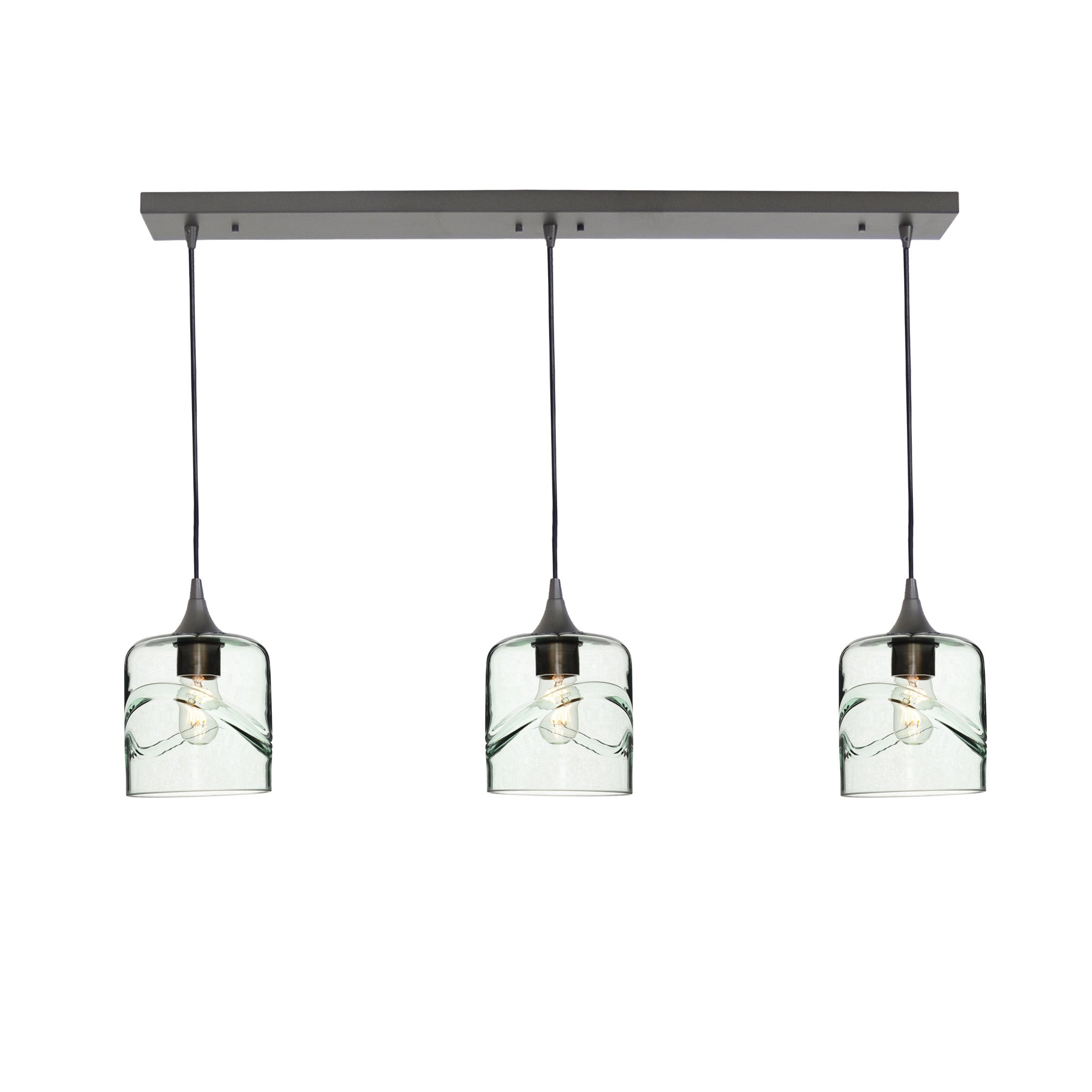 603 3 Pendant Linear Chandelier-Glass-Bicycle Glass Co - Hotshop-Antique Bronze - 4ft Cord-Swell-Eco Clear-Bicycle Glass Co