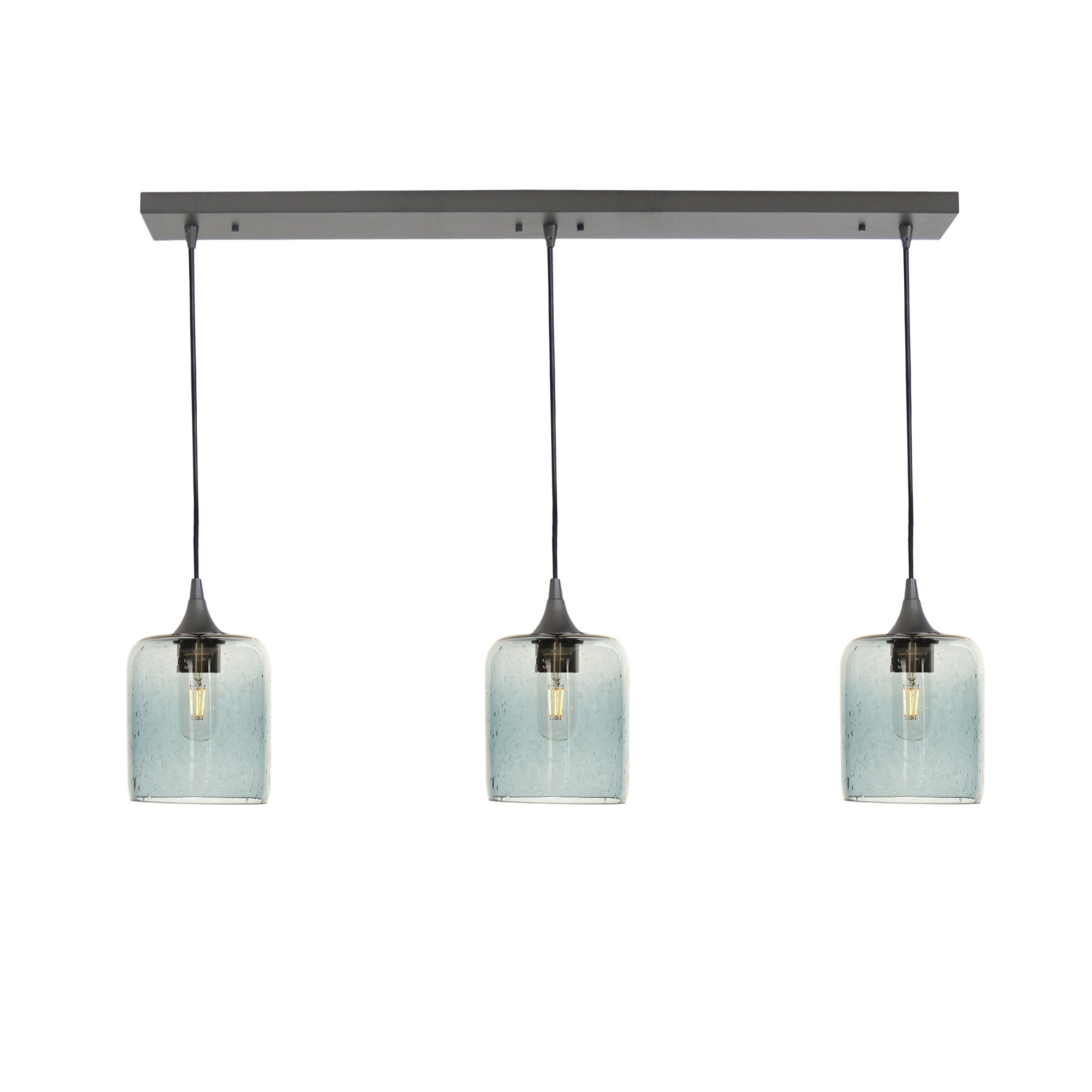 603 3 Pendant Linear Chandelier-Glass-Bicycle Glass Co - Hotshop-Antique Bronze - 8ft Cord-Lunar-Slate Gray-Bicycle Glass Co