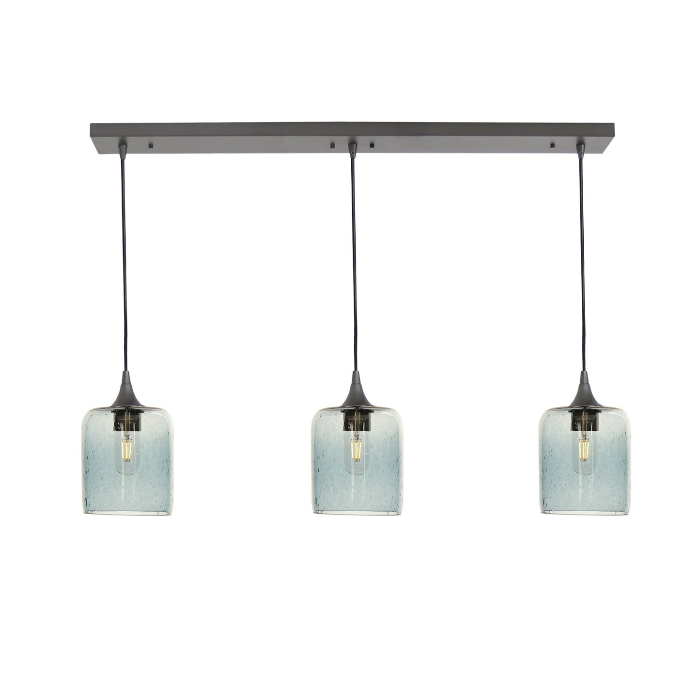 603 3 Pendant Linear Chandelier-Glass-Bicycle Glass Co - Hotshop-Antique Bronze - Custom-Lunar-Slate Gray-Bicycle Glass Co