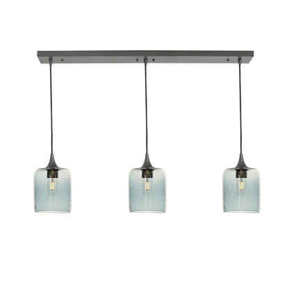 603 3 Pendant Linear Chandelier-Glass-Bicycle Glass Co - Hotshop-Antique Bronze - Custom-Lunar-Slate Gray-Bicycle Glass Co