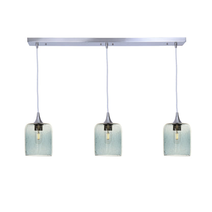603 3 Pendant Linear Chandelier-Glass-Bicycle Glass Co - Hotshop-Brushed Nickel - 4ft Cord-Lunar-Slate Gray-Bicycle Glass Co