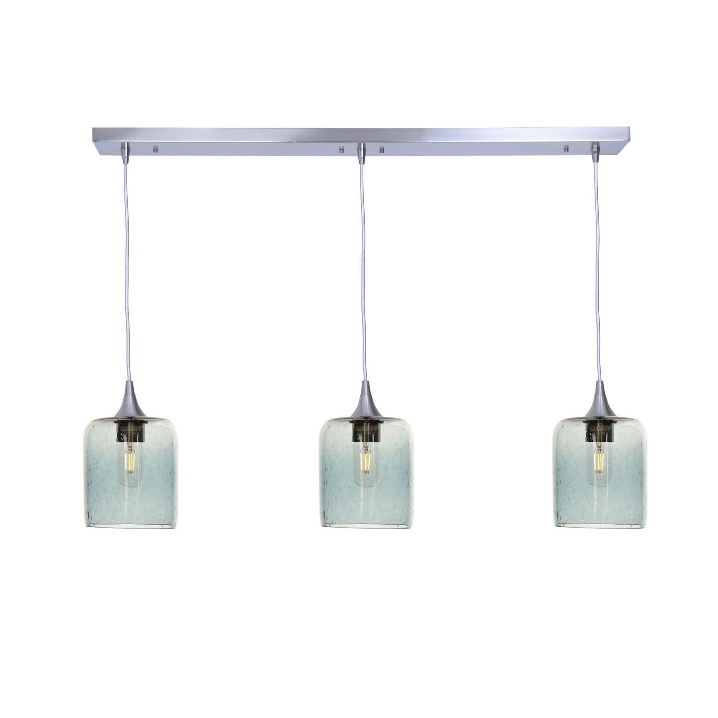 603 3 Pendant Linear Chandelier-Glass-Bicycle Glass Co - Hotshop-Brushed Nickel - Custom-Lunar-Slate Gray-Bicycle Glass Co