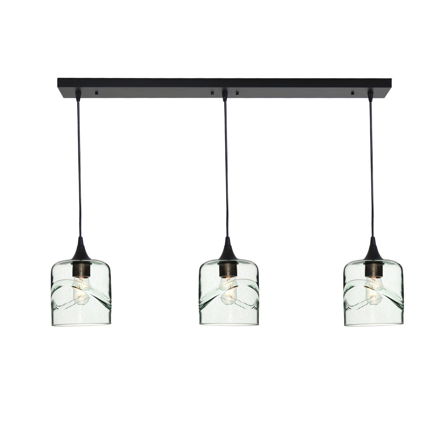 603 3 Pendant Linear Chandelier-Glass-Bicycle Glass Co - Hotshop-Matte Black - 4ft Cord-Swell-Eco Clear-Bicycle Glass Co