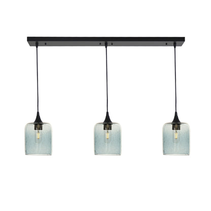 603 3 Pendant Linear Chandelier-Glass-Bicycle Glass Co - Hotshop-Matte Black - 8ft Cord-Lunar-Slate Gray-Bicycle Glass Co