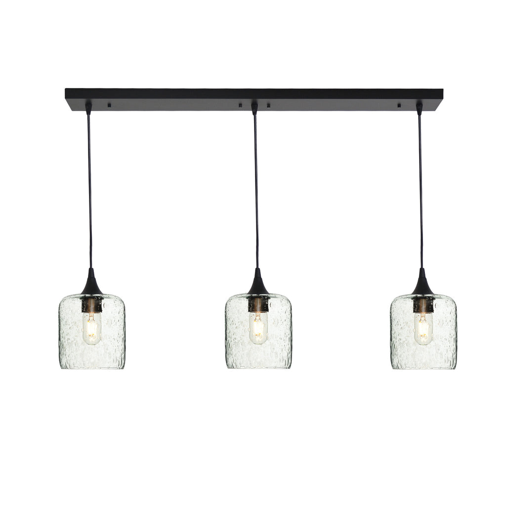603 3 Pendant Linear Chandelier-Glass-Bicycle Glass Co - Hotshop-Matte Black - Custom-Lunar-Eco Clear-Bicycle Glass Co
