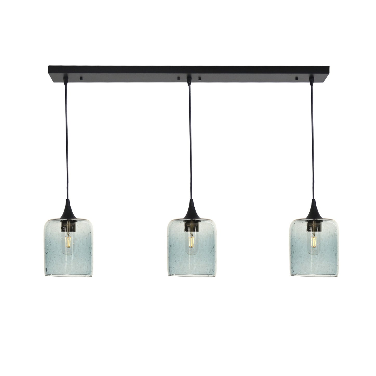 603 3 Pendant Linear Chandelier-Glass-Bicycle Glass Co - Hotshop-Matte Black - Custom-Lunar-Slate Gray-Bicycle Glass Co