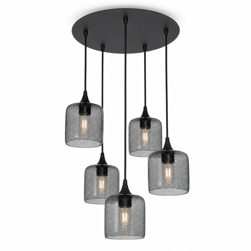 603 5 Pendant Cascade Chandelier — Matte Black - Custom / Lunar / Slate Gray