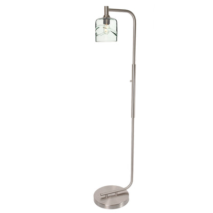 603 Floor Lamp-Glass-Bicycle Glass Co - Hotshop-Lunar-Steel Blue-Brushed Nickel-Bicycle Glass Co
