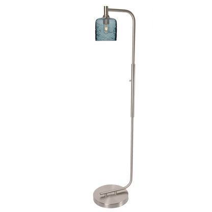 603 Floor Lamp-Glass-Bicycle Glass Co - Hotshop-Lunar-Steel Blue-Brushed Nickel-Bicycle Glass Co
