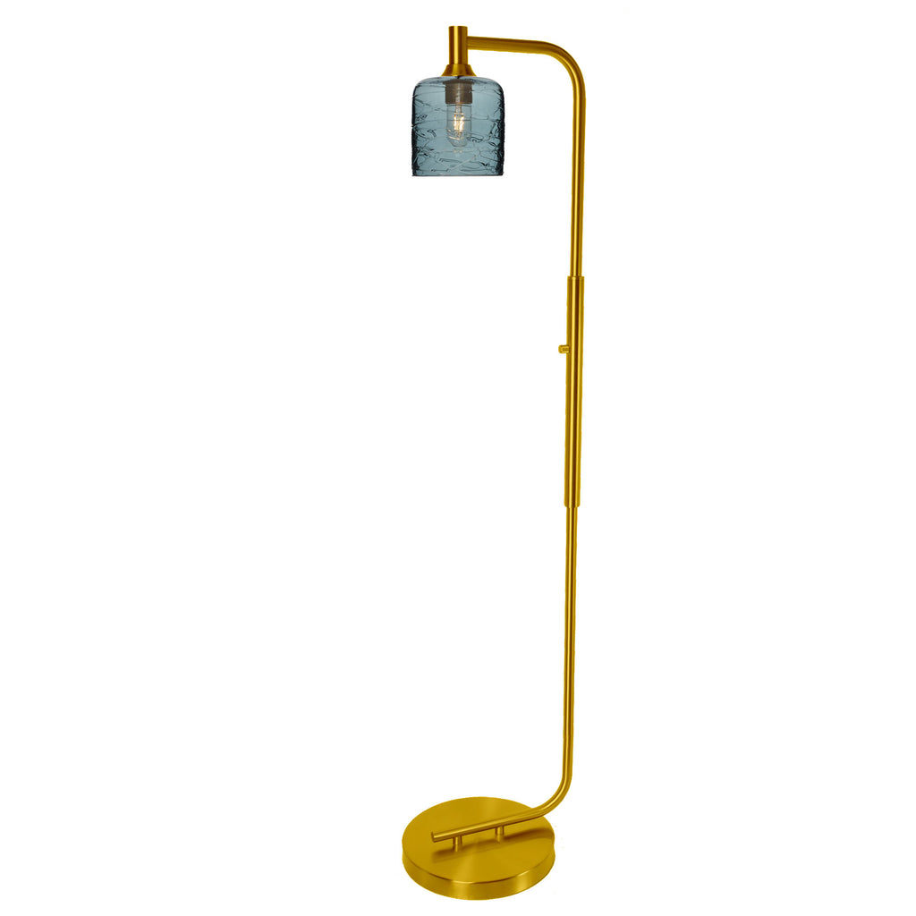 603 Floor Lamp-Glass-Bicycle Glass Co - Hotshop-Lunar-Steel Blue-Brushed Nickel-Bicycle Glass Co