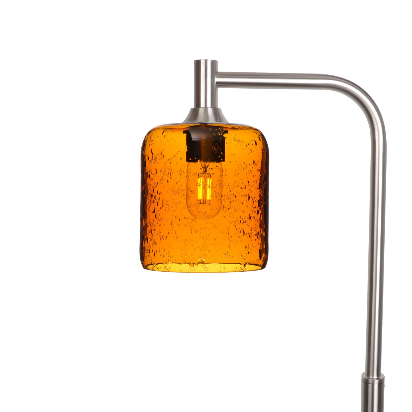 603 Floor Lamp-Glass-Bicycle Glass Co - Hotshop-Lunar-Golden Amber-Brushed Nickel-Bicycle Glass Co
