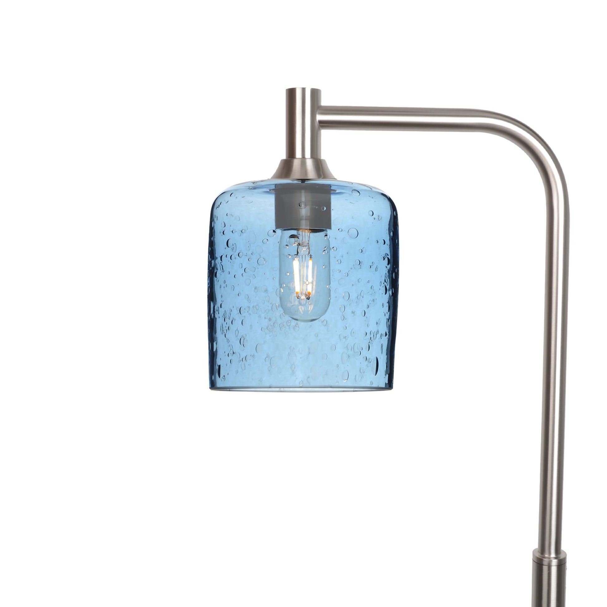 603 Floor Lamp-Glass-Bicycle Glass Co - Hotshop-Lunar-Steel Blue-Brushed Nickel-Bicycle Glass Co