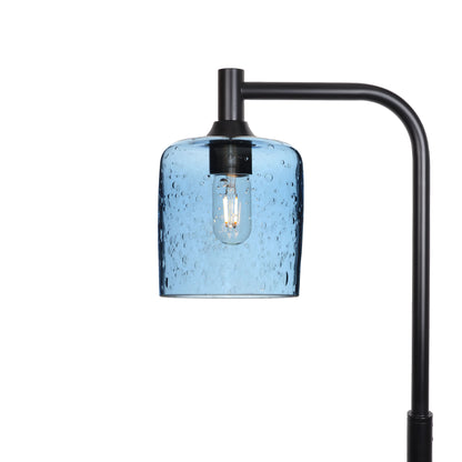 603 Floor Lamp-Glass-Bicycle Glass Co - Hotshop-Lunar-Steel Blue-Matte Black-Bicycle Glass Co