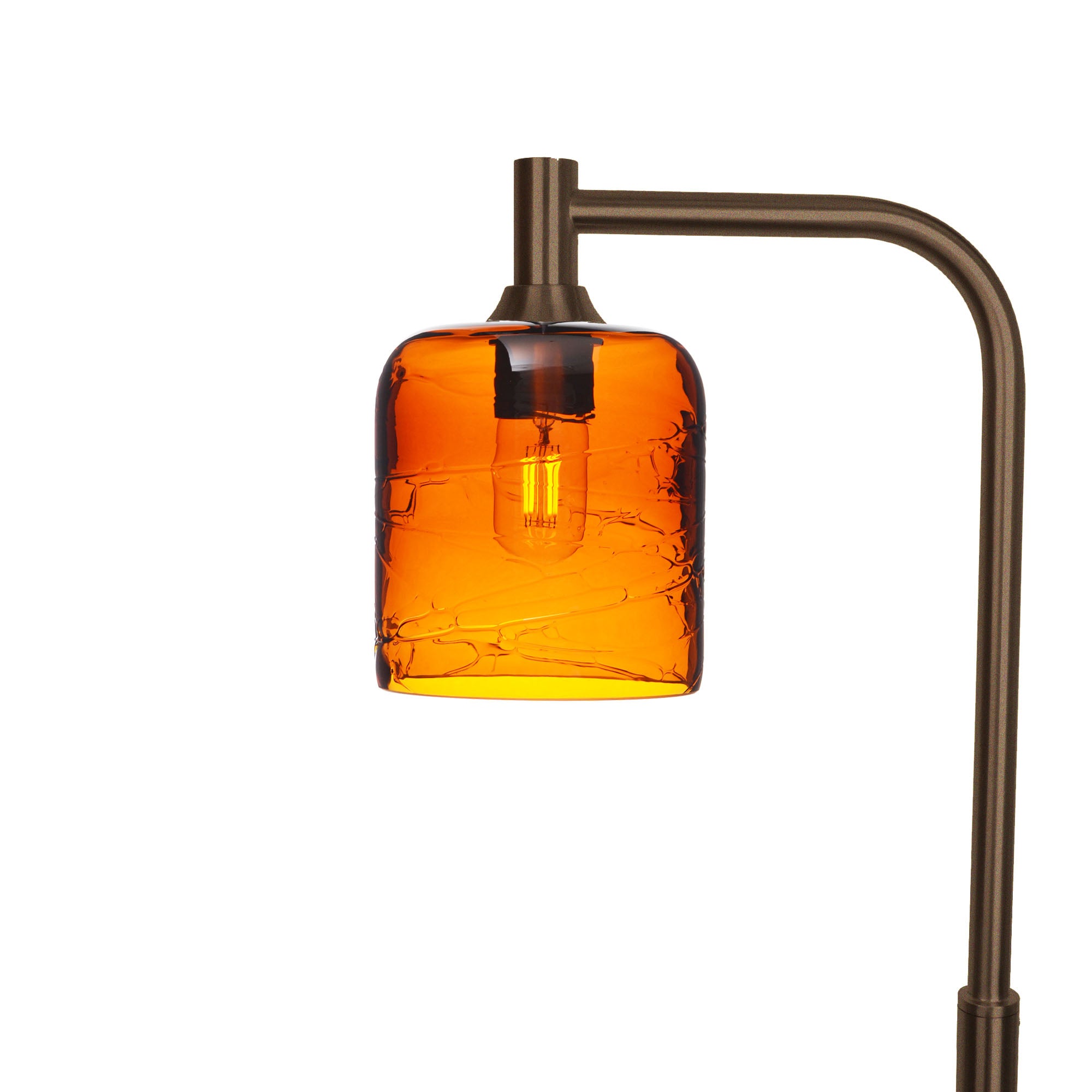 603 Floor Lamp-Glass-Bicycle Glass Co - Hotshop-Spun-Golden Amber-Antique Bronze-Bicycle Glass Co