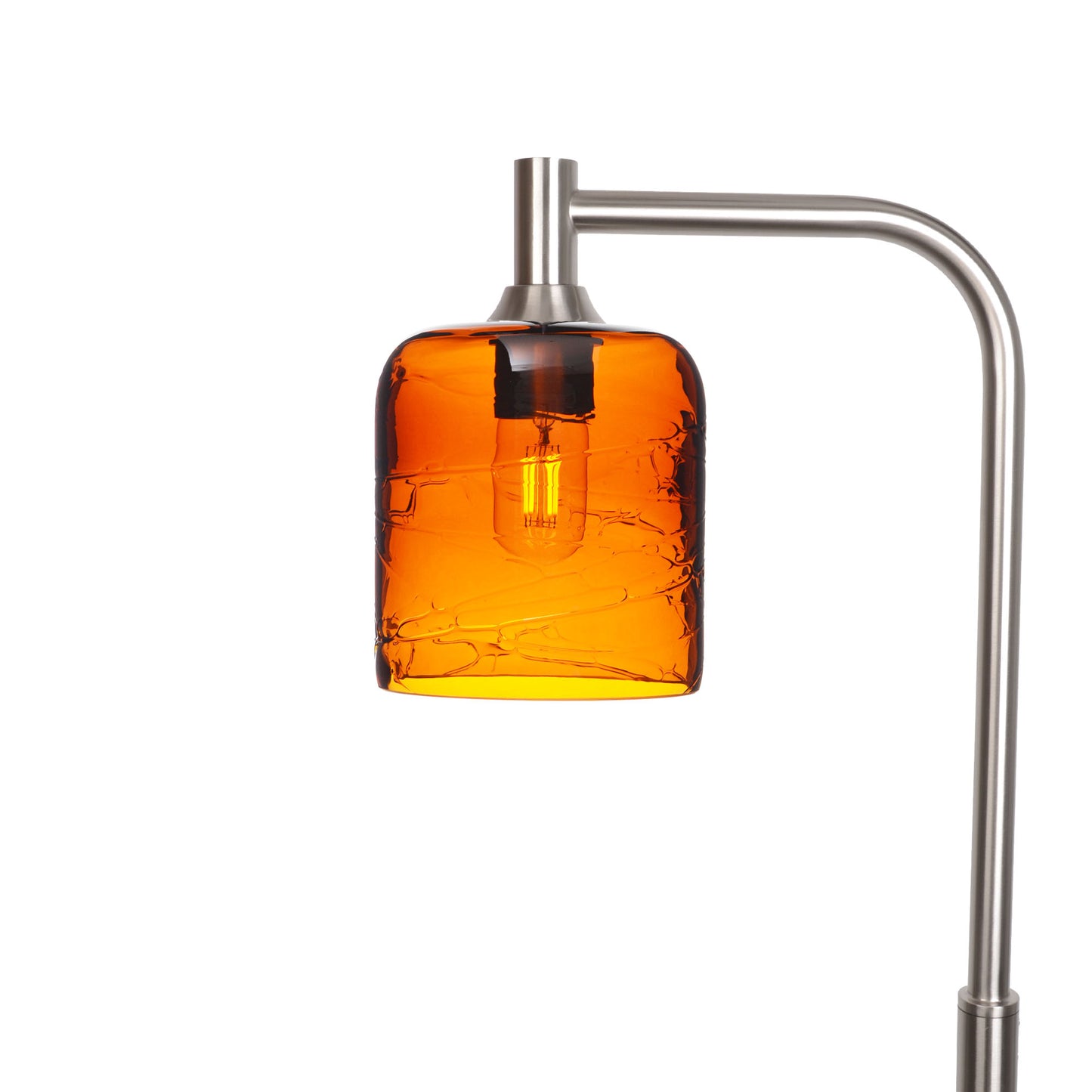 603 Floor Lamp-Glass-Bicycle Glass Co - Hotshop-Spun-Golden Amber-Brushed Nickel-Bicycle Glass Co